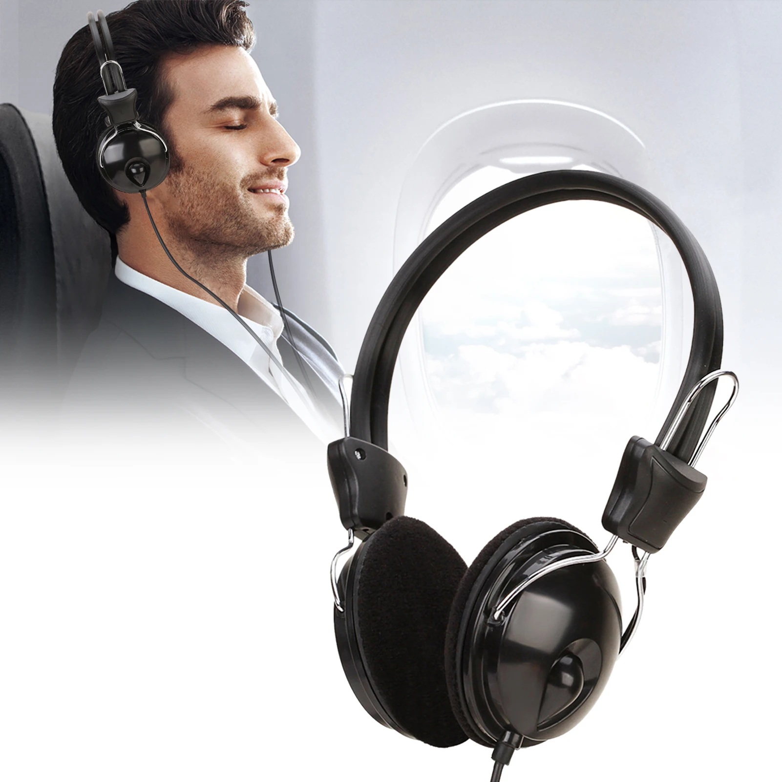 

Over-ear Headphones Earphones with Cable 3.5mm Plug for Computer Laptop Music Listening Game Video Watching