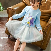 girl unicorn long sleeve sweatshirt and rainbow bust mesh skirt set toddler fall clothes 2021 toddler clothes kids clothes girls