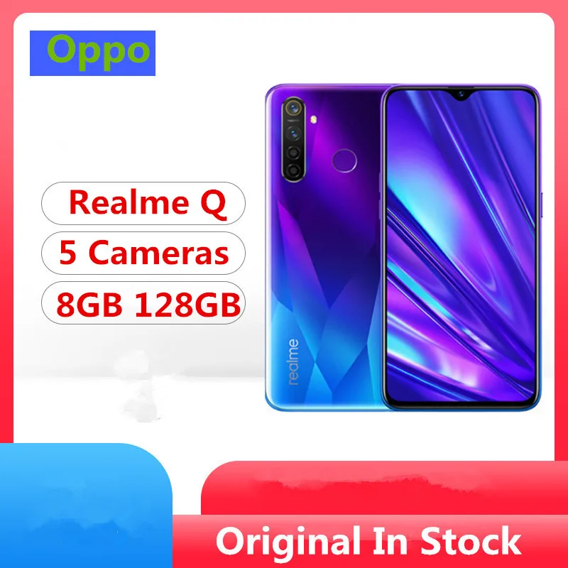 DHL Быстрая сотовый телефон Oppo Realme Q Snapdragon 712 Android 9,0 6," полный экран МП 5 камер 8 Гб ram 128B rom