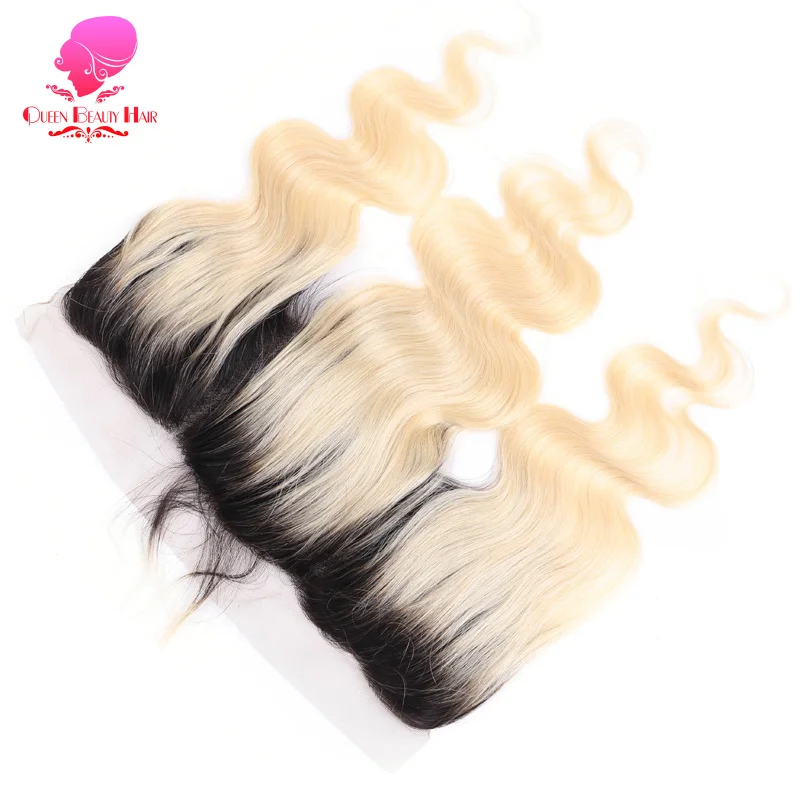 QUEEN BEAUTY Remy бразильские волосы объемная волна 13*4 1B 613 два тона темного корня Омбре