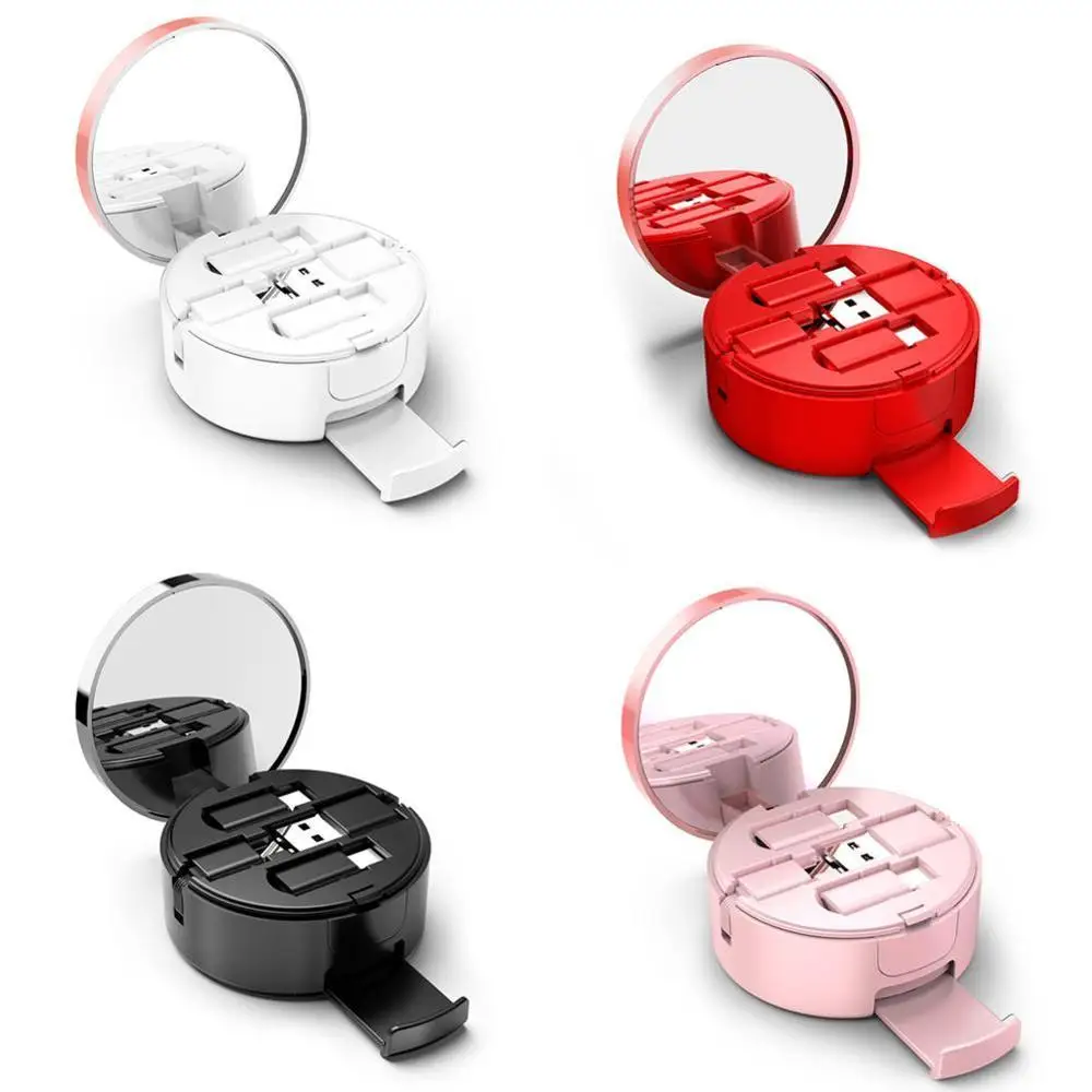 

3 In 1 Micro USB Type C Retractable Cable with Mirror Hidden USB Charging Charger Cable for Iphone Samsung Xiaomi Huawei Oneplus
