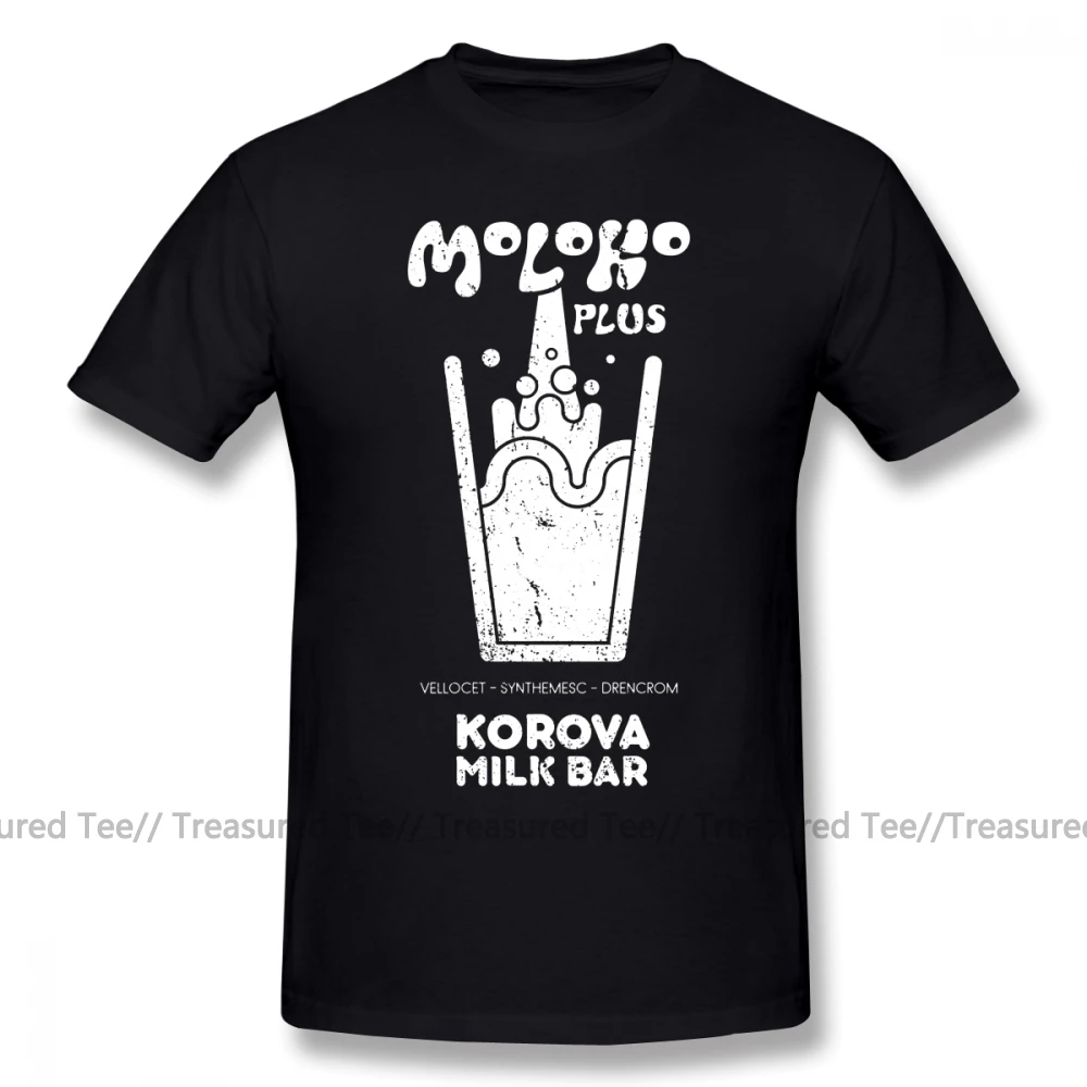 Black Заводная оранжевая футболка Moloko Plus A Clockwork оранжевая Футболка модная Милая футболка с коротким рукавом 100 хлопок мужская футболка с принтом - Цвет: Black