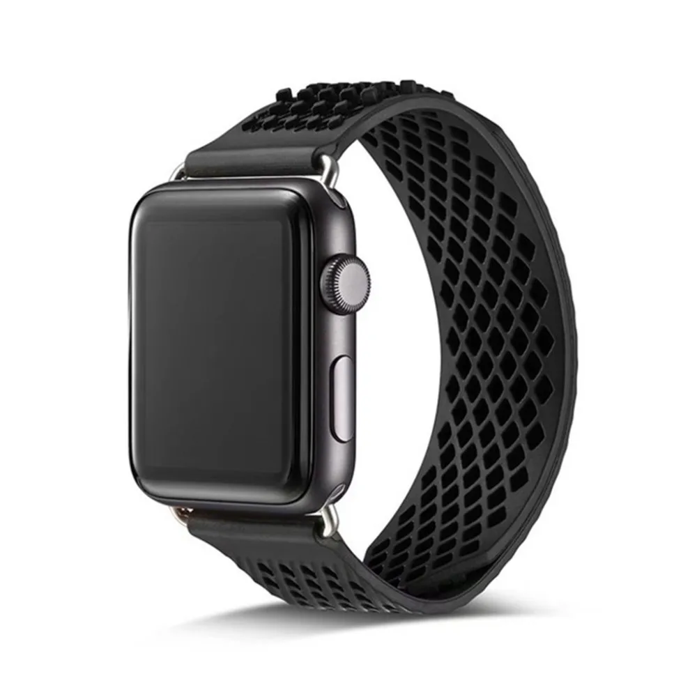 Без пряжки дизайн спортивный силиконовый ремешок для Apple Watch Series 4 3 2 1 мягкий ремешок замена Браслет для iWatch 44mm42mm 40mm38mm