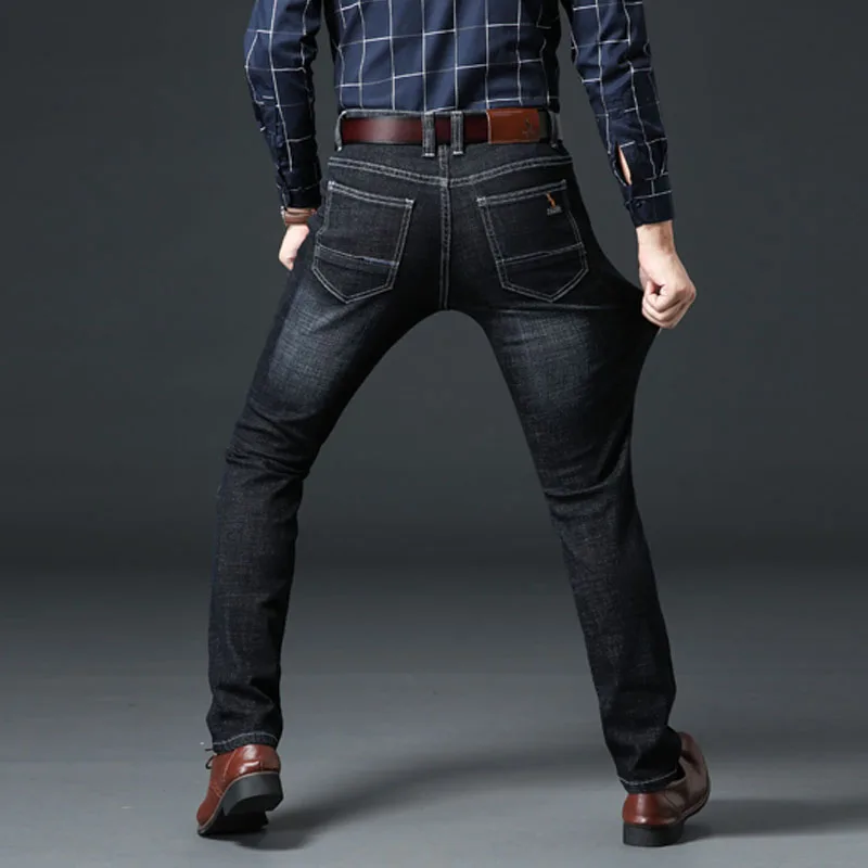 DAISHU Толстые мужские брюки джинсы классические Мужские удобные облегающие