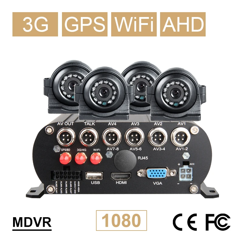 4 канала 3G GPS Wi Fi жесткий диск SD автомобильный видеорегистратор Мобильный