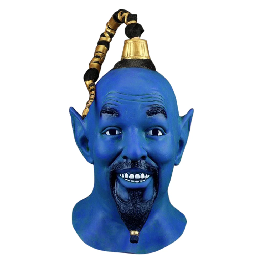 

Movie Aladdin Cosplay Mask The Magic Lamp Mask Latex Blue Elf Halloween Headgear Props