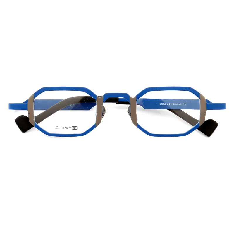 Belight Optical Men Women Mini Titanium Irregular Unique Design Glass Prescription Eyeglasses  Spectacle Frame Eyewear 7024