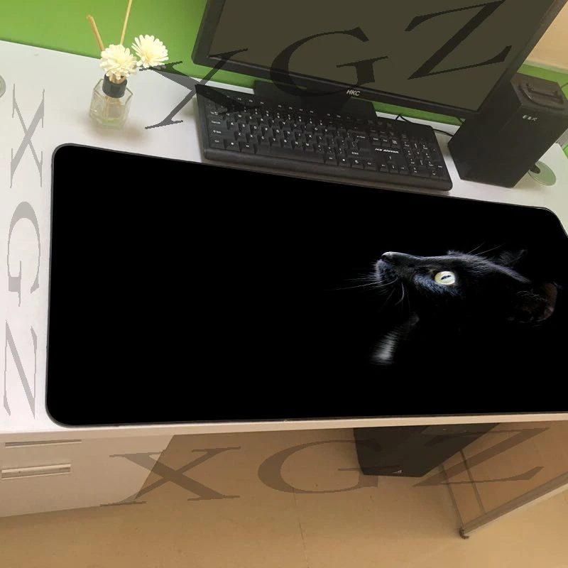 XGZ аниме большой черный запирающийся край коврик для мыши фон милый кот ноутбук