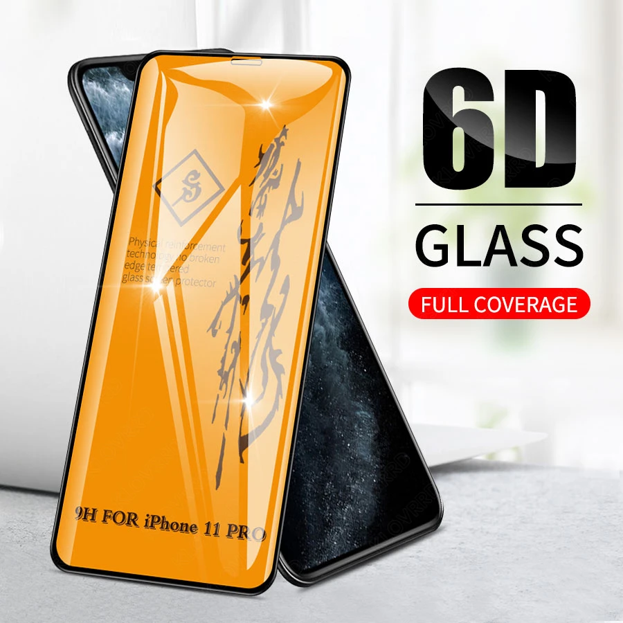 6D полный клей покрытие из закаленного стекла для iPhone 11 pro max протектор экрана X XR XS