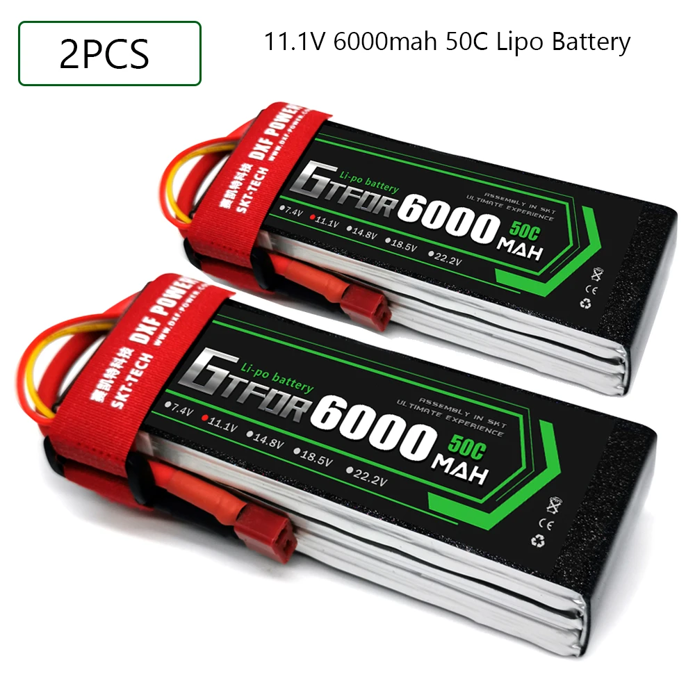 GTFDR-bater&iacute;a Lipo 3S para Dron de carreras, 11,1 V, 6000mah, 50C-100C, XT60 T, Deans, XT90, EC5, 50C-0