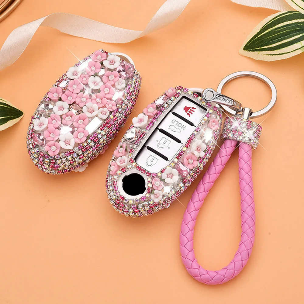 

Car Key Case Diamond Crystal Bling Cover For Nissan X-Trail T32 Qashqai Murano Altima Armada Sentra Tidda Livida Infiniti