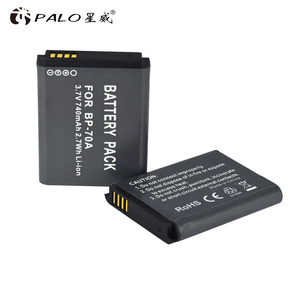 PALO 1 шт. аккумуляторная батарея для цифровых фотоаппаратов BP-70A для SAMSUNG ES65 ES70 ES73 PL80 PL90 PL100 ST30 ST60 SL50 SL600 TL105 TL110 WP10 WB35F - Цвет: 2pcs