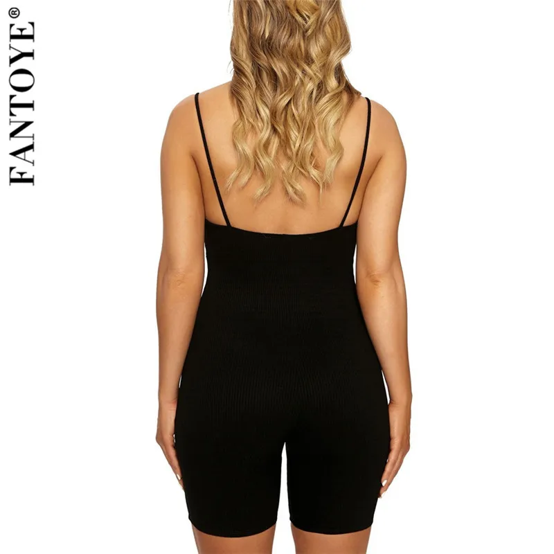 

FANTOYE Casual Skinny V Neck Playsuit Sexy Women Club Solid Elegant Bodycon Jumpsuits Shorts New Elastic Sport Outfit Tracksuits