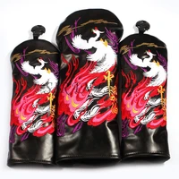 golf club head covers for driver cover fairway cover hybrid cover pu leather black purple phoenix headcover