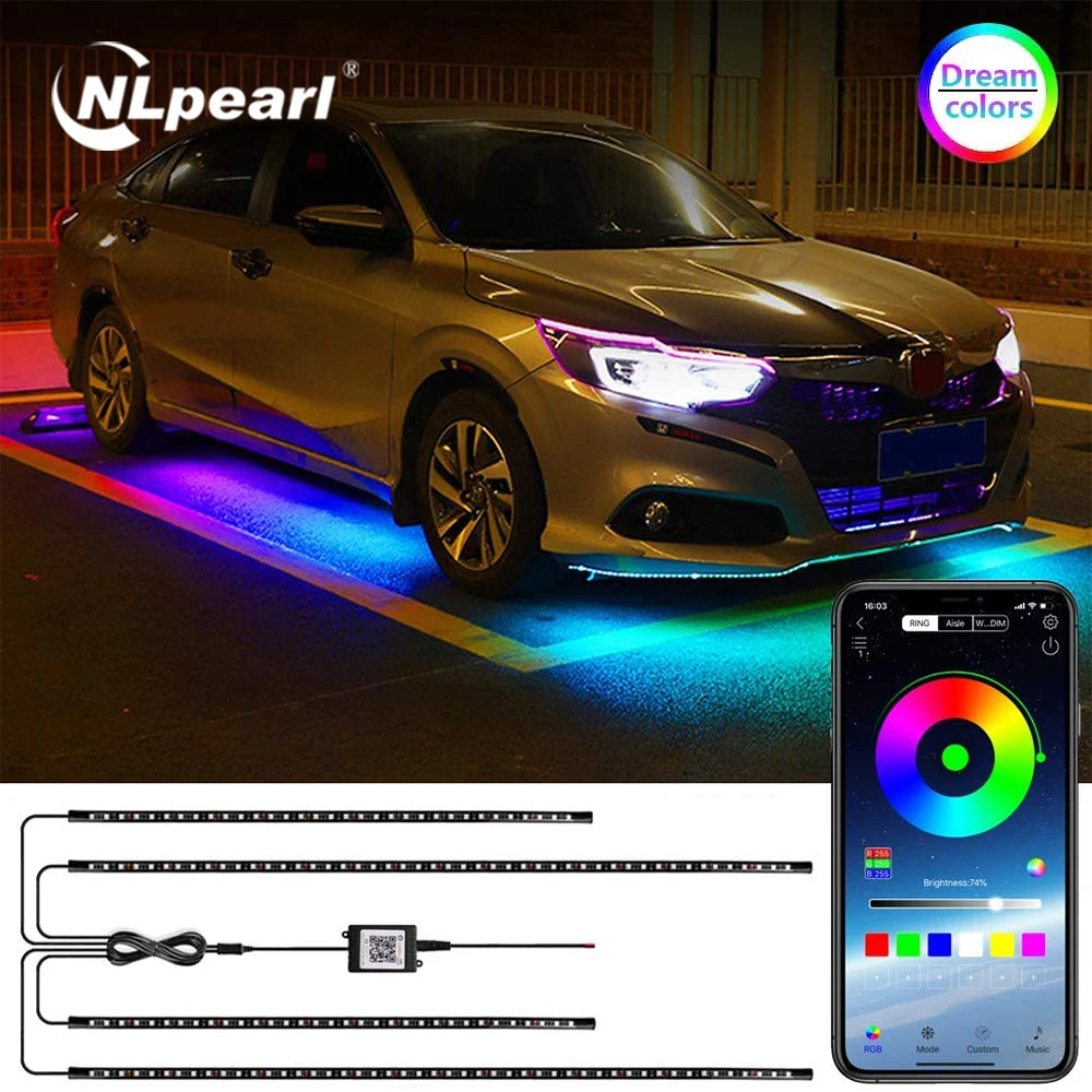 NLpearl RGB автомобильный светильник для подсвечивания пульт дистанционного