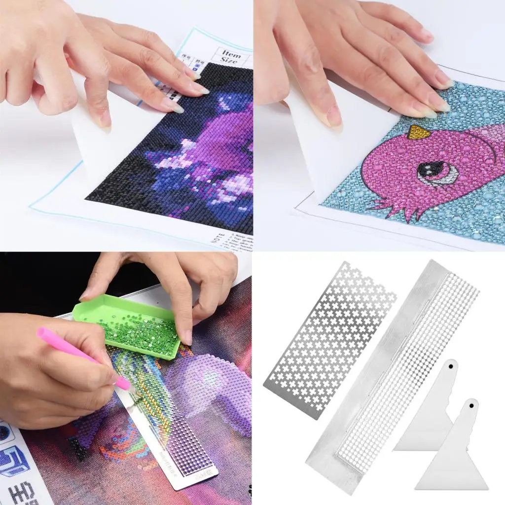 

2 Pieces 5D Diamond Painting Tool Ruler and 1 Diamond Painting Fix DIY Tools