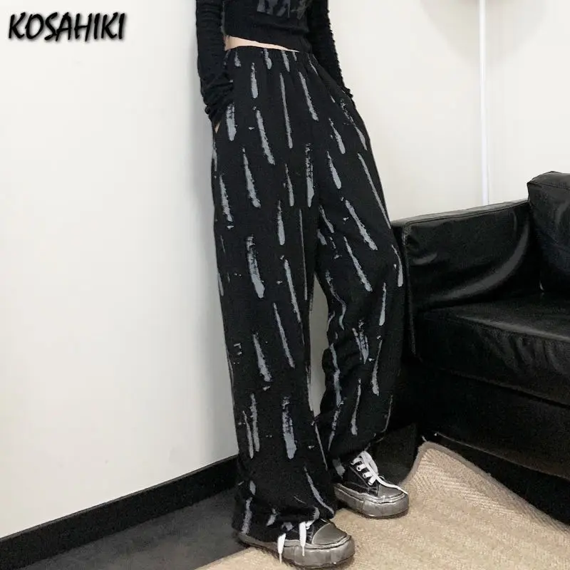 

KOSAHIKI Casual Pants Women Streetwear Baggy Korean Plus Size Harajuku Tie Dye Wide Leg Trousers Fashion All-match Pantalones