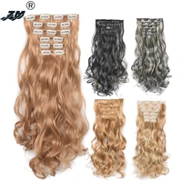 zm 6pcsset 16 clips in hair extension body wave 22 wavy natural clip ins synthetic hair extensions for women ombre mixed color