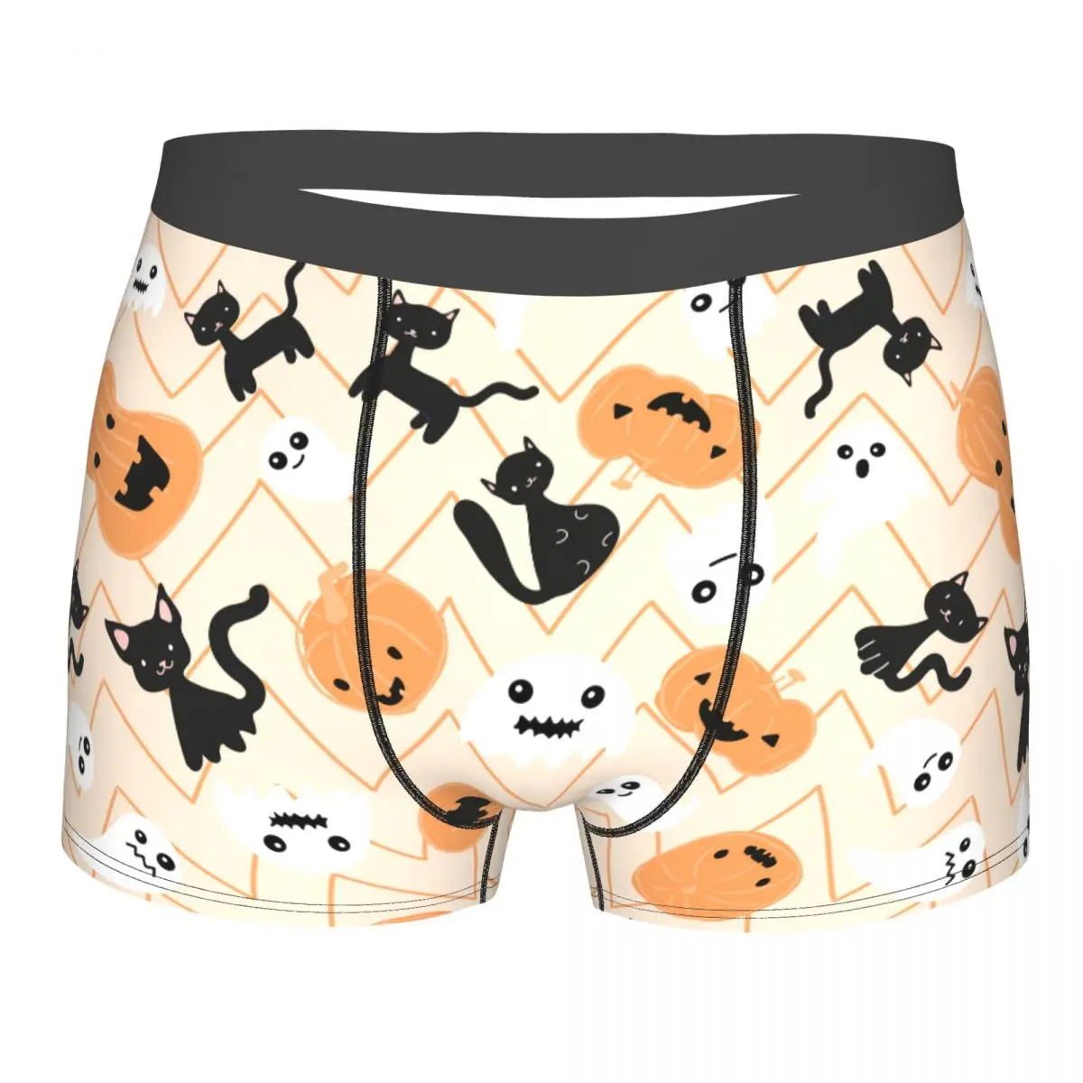 

Halloween Pumpkin Cat Spooky Underwear Funny Boys Sublimation Cute Trunk Sublimation Trenky Polyester Boxer Brief