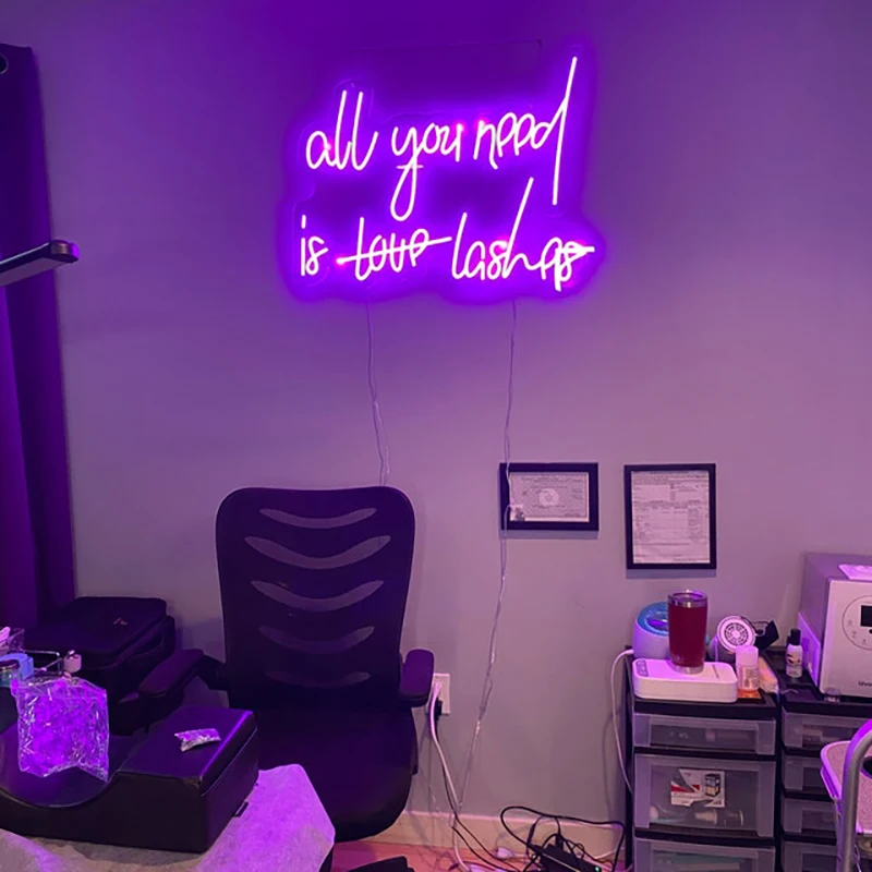 All you need is love lashes neon sign,All you need is love lashes led sign,Neon sign bedroom,Led neon sign,Neon decorations,Pink