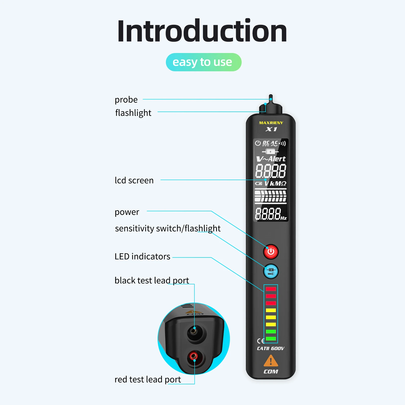 Двухрежимный детектор напряжения с ЖК-дисплеем мультиметр тестер светодиодный