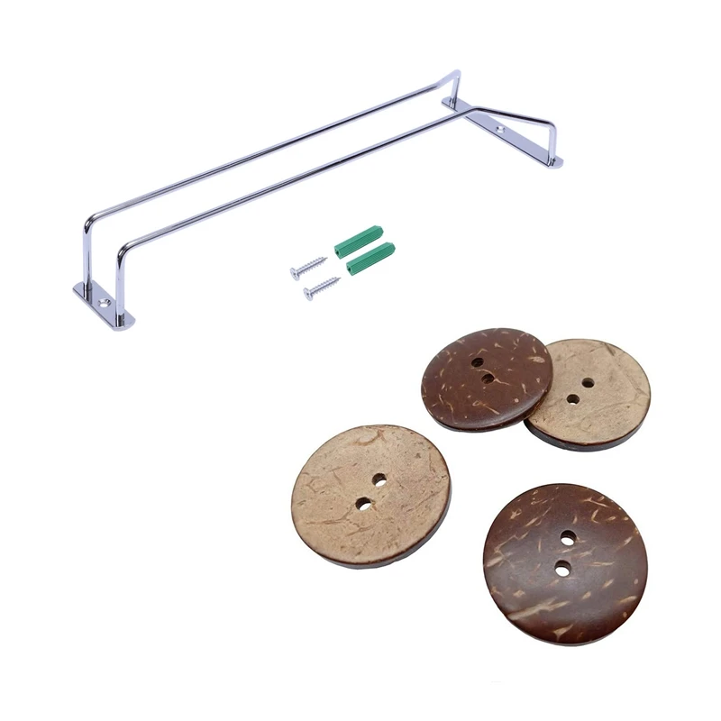 

Стеклянные вешалки для бокалов вина, шампанского, стойка-держатель с толстыми пуговицами из кокосовой ракушки 150 шт. с 2 отверстиями, пуговиц...