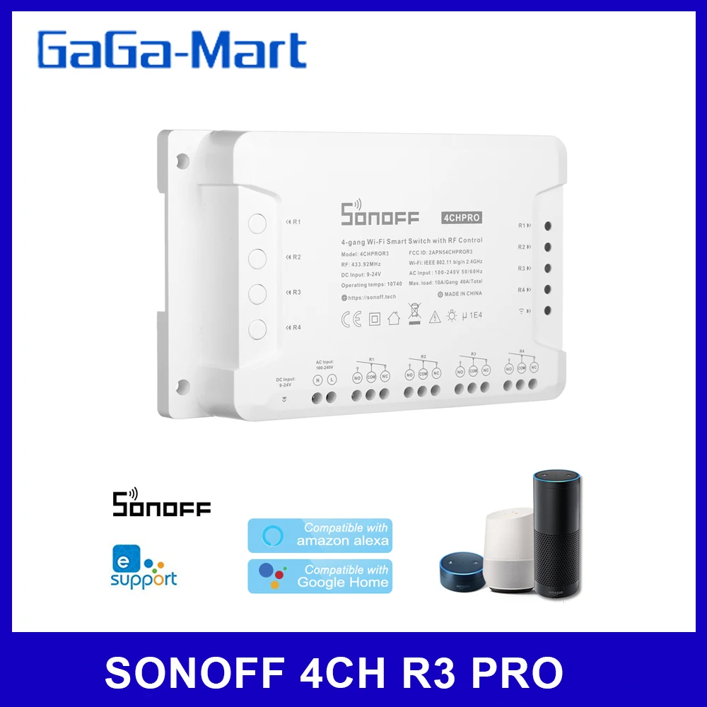 Смарт переключатель SONOFF 4CH R3 PRO ITEAD RF 433 МГц 4 Gang WiFI