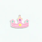Новинка! 10 шт.лот, подвески в виде розовой короны с эмалью для детского ожерелья, 48 мм * 32 мм