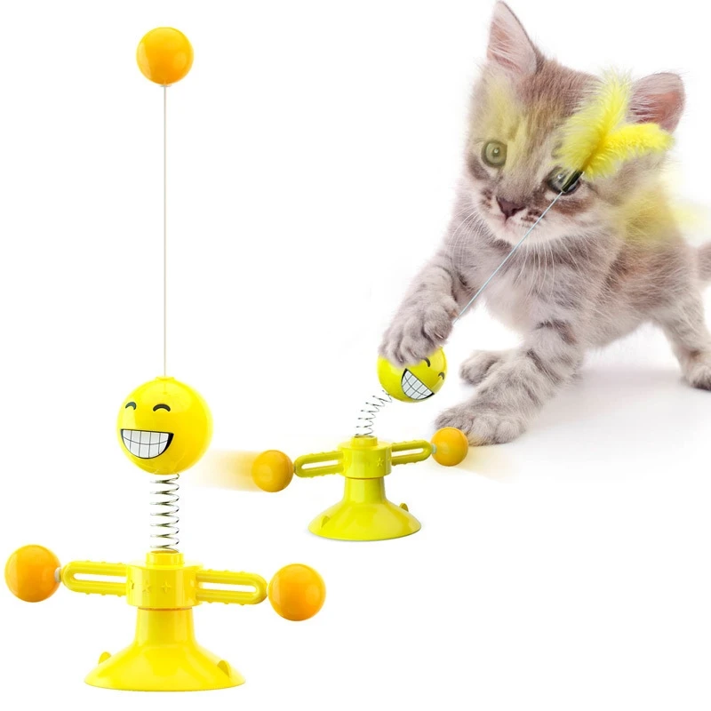 Игрушка для домашних животных, кошек, ветряная мельница, дразнящая интерактивная игрушка, игрушка для кошек, поворотный стол, забавная пало...