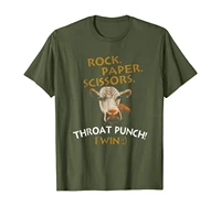 rock paper scissors throat punch i win cow t shirt