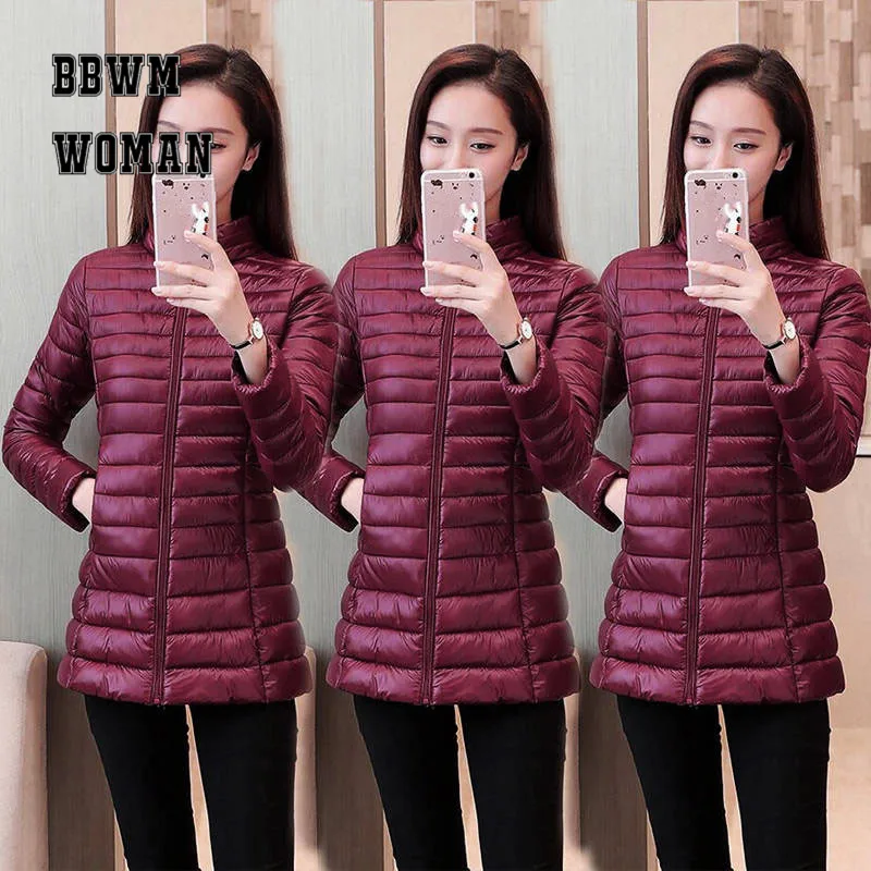 Теплая легкая женская куртка тонкая Корейская черная розовая бордовая 5 цветов