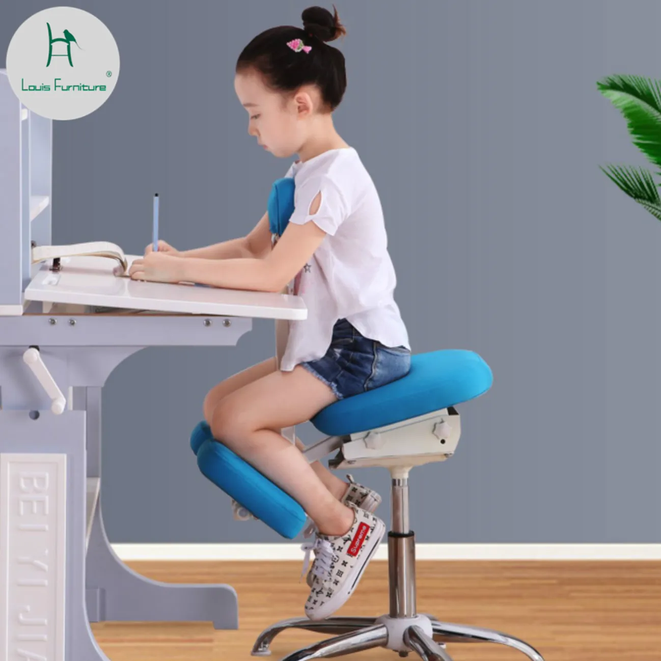 

Louis Fashion Children's Learning Chair Primary School Students Sitting Posture Correction Seat Adjustable Lifting Kneeling