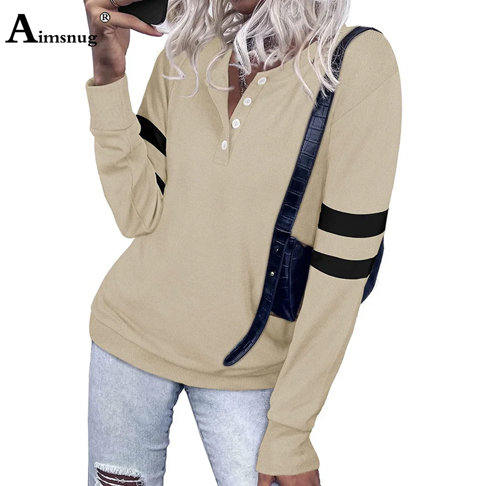 

Aimsnug Plus Size Ladies Fashion Leisure Shirt Women's Basic Top Pullovers 2022 Spring Autumn Spliced Tees Clothing Femme 3XL