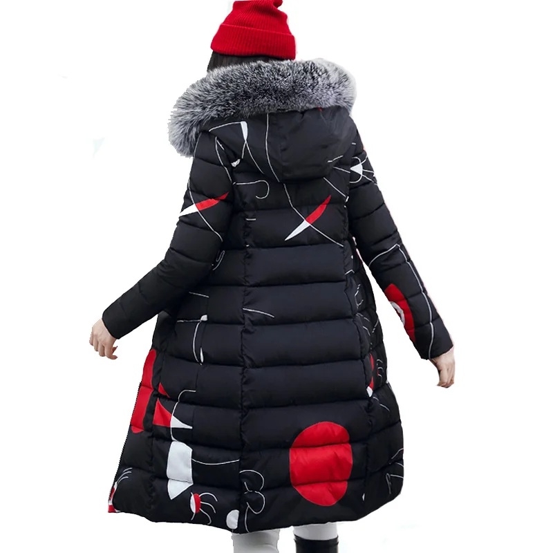 

2021 Winter Women Hooded Coat Fur Collar Thicken Warm Long Jacket Female Outerwear Parka Ladies Chaqueta Feminino