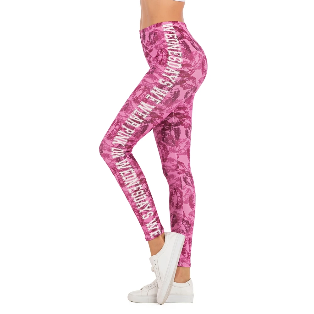 Самых лучших брендов женские модные леггинсы красного цвета с принтом губы