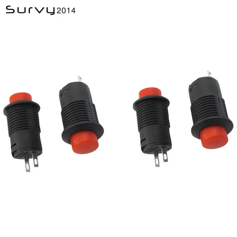 10 шт. Мгновенный SPST без Красной круглой крышки кнопочный переключатель 1.5A 250VAC 3A