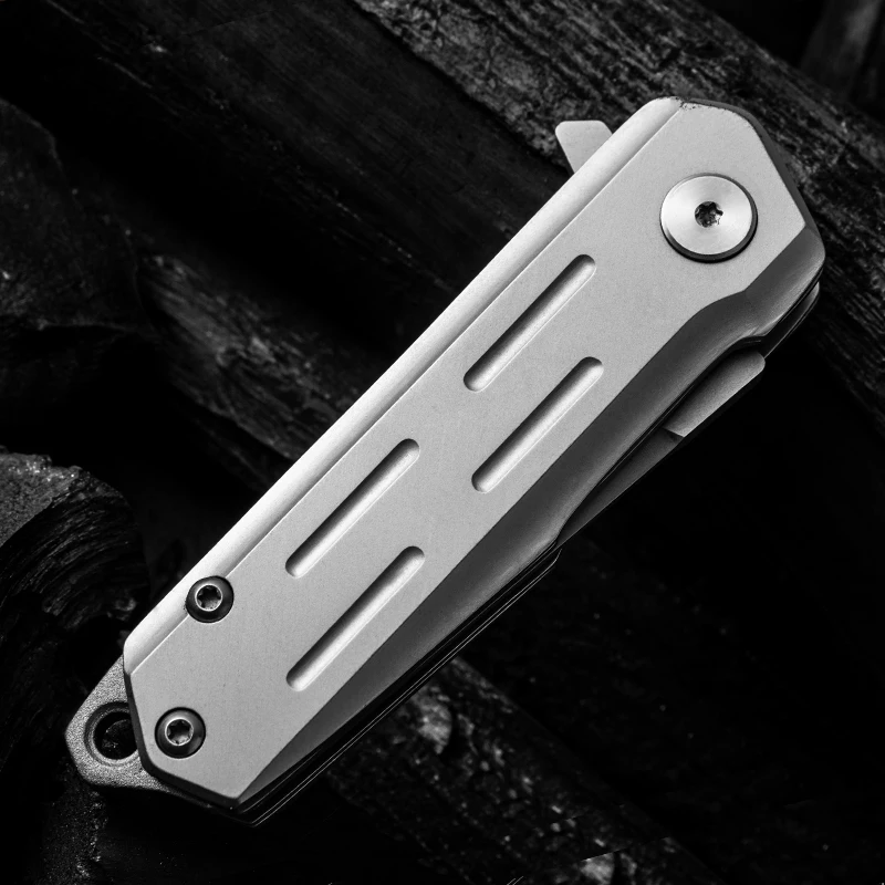 

Japanese D2 steel 60 HRC surface sandblasting titanium dioxide coated outdoor folding knife EDC quick pocket folding knife