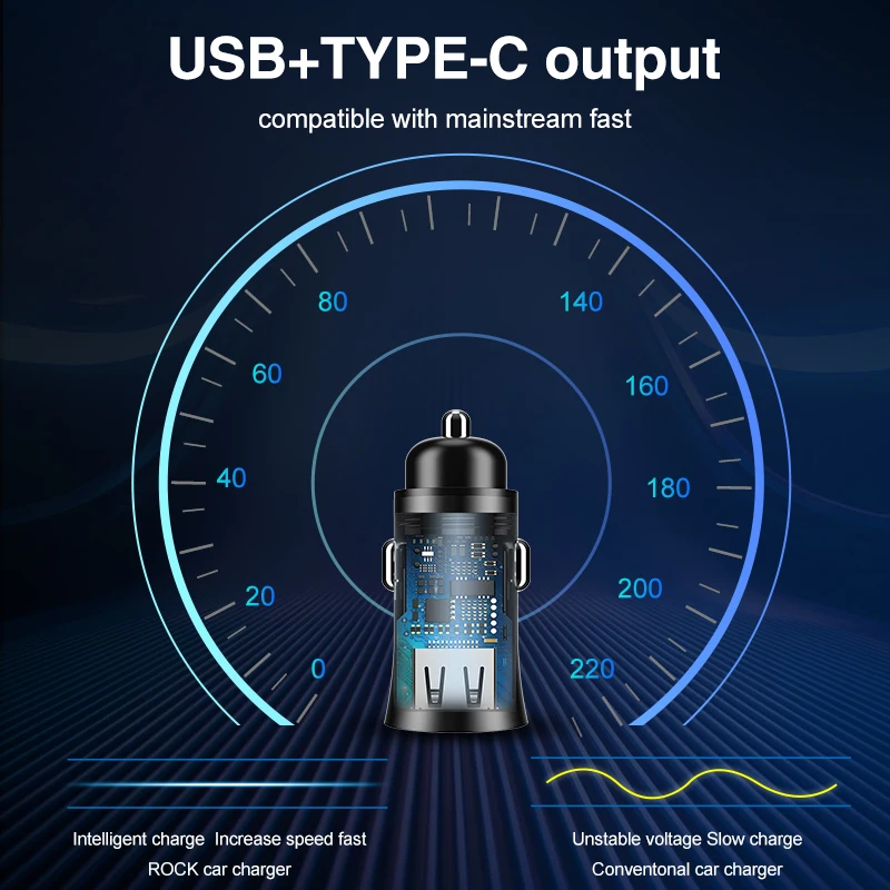 Автомобильное зарядное устройство ROCK 32W Dual USB Supercharge Quick Charge 4 0 3 SCP 5A для Samsung Huawei
