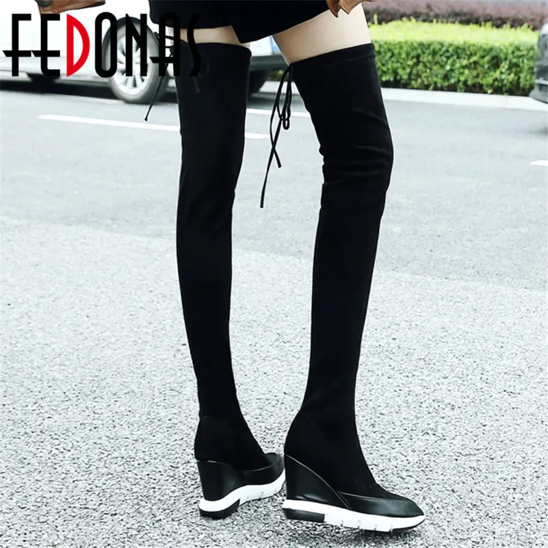 FEDONAS новые женские теплые носки для ночных Обувь вечеринок и клуба зимняя женская