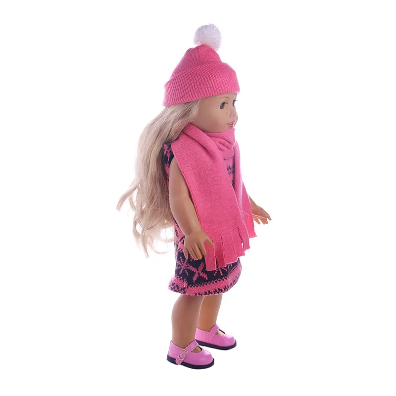 Шерстяной шарф ручной работы вязаная шапка с кисточками для 18 дюймовой