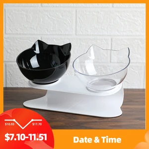 Миска для кошек Meijuner, нескользящая, одинарная и двойная, с поднятой подставкой, миски для еды животных, для защиты шеи, Прямая поставка