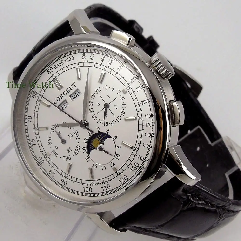 Часы наручные мужские стерильные автоматические многофункциональные с кожаным