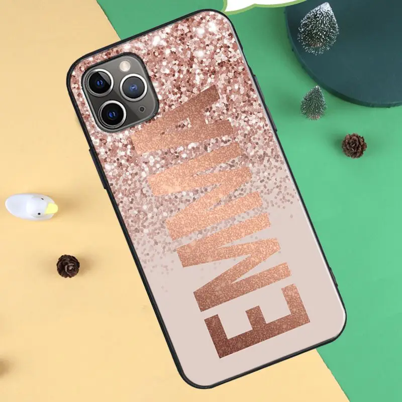PERSONALISED Glitter Pattern name initials Case For iPhone 13 12 mini 11 14 Pro Max XR X XS Max 6S 7 8 Plus SE 2020 Cover Funda