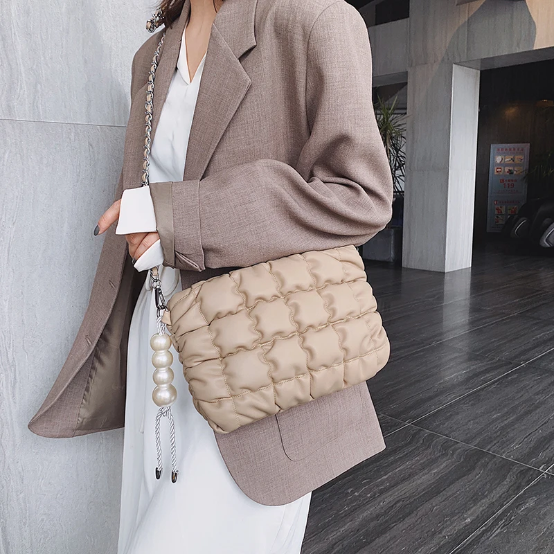 high-quality Women Tote Bag Space Cotton Handbags Lady Winter new Casual Crossbody Down Feather Bale Top-handle Femme | Багаж и сумки
