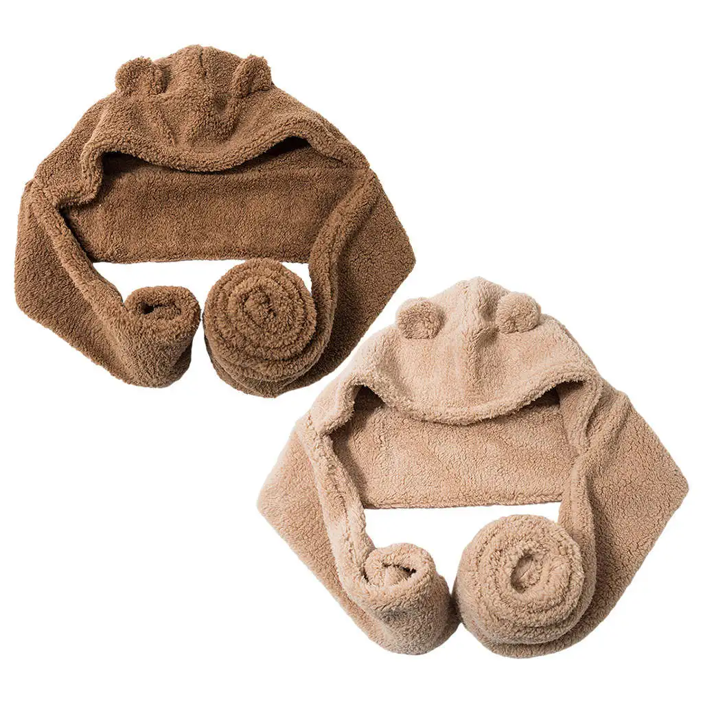 

Girl Hat Scarf 2 in 1 Set Winter Warm Casual Windproof Neck Warmer Hat Hooded Scarf Christmas Birthday Gift Outdoor Sports