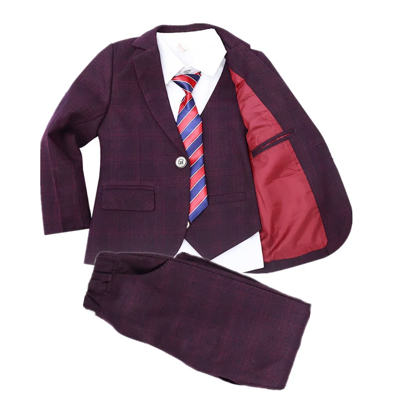 

Boys Formal Tuxedo Wedding Suit Set Kids Blazer Vest Pants 3pcs Clothing Set School Children Teens Performance Costume Outfits
