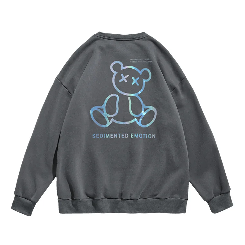 

Hoodie Men Sweatshirt Harajuku Streetwear O-neck 100% Cotton Reflective Pattern Hip Hop Oversize 2020 Autumn New Male Hoodies