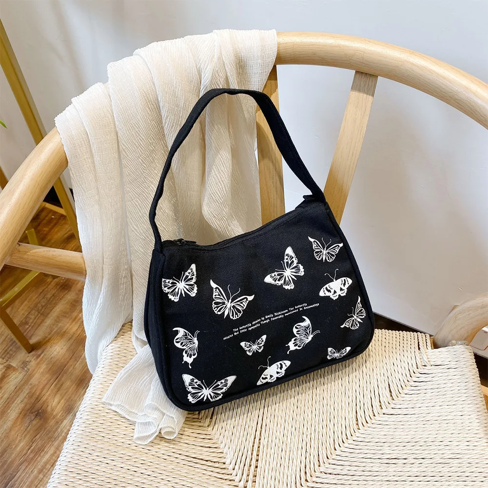 

Travel Daily Shoulder Clutches Bag Butterfly Printed Women Canvas Handbags Tote Fashion Exquisite Shopping Bag