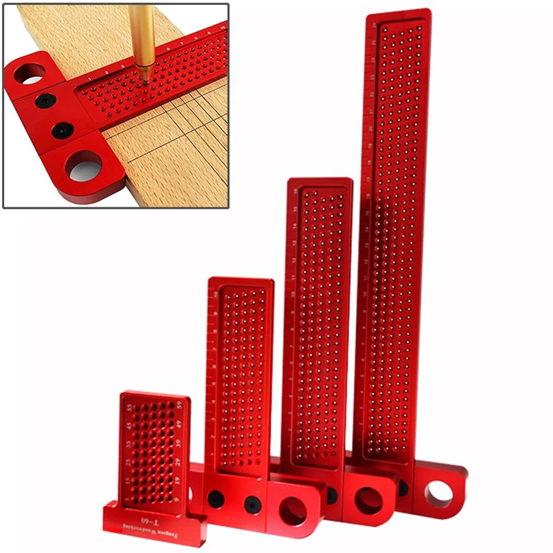 Woodworking Scribe 60-400mm T-type Ruler Hole Scribing ruler Aluminum alloy Line Drawing Marking Gauge DIY Measuring Tools | Инструменты
