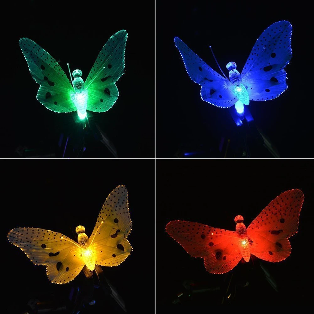 

12LED Solar Butterfly Garden Lights Weather Resistant Fiber Optic Fairy String Garden Decoration